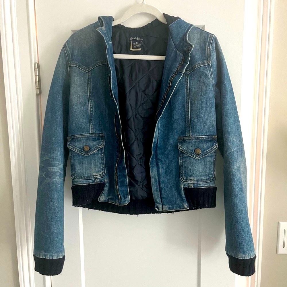 Earl Jeans Distressed Blue Denim Jacket